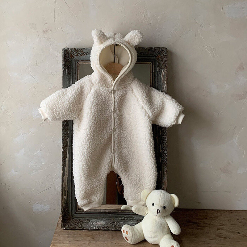 Snuggle Bear Hooded Baby Romper
