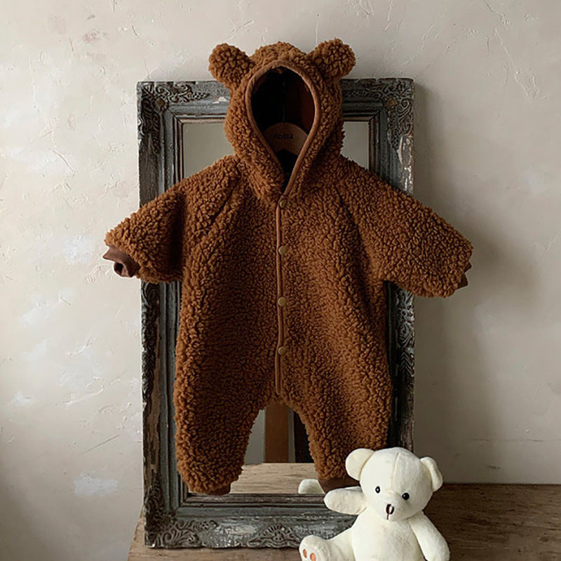 Snuggle Bear Hooded Baby Romper