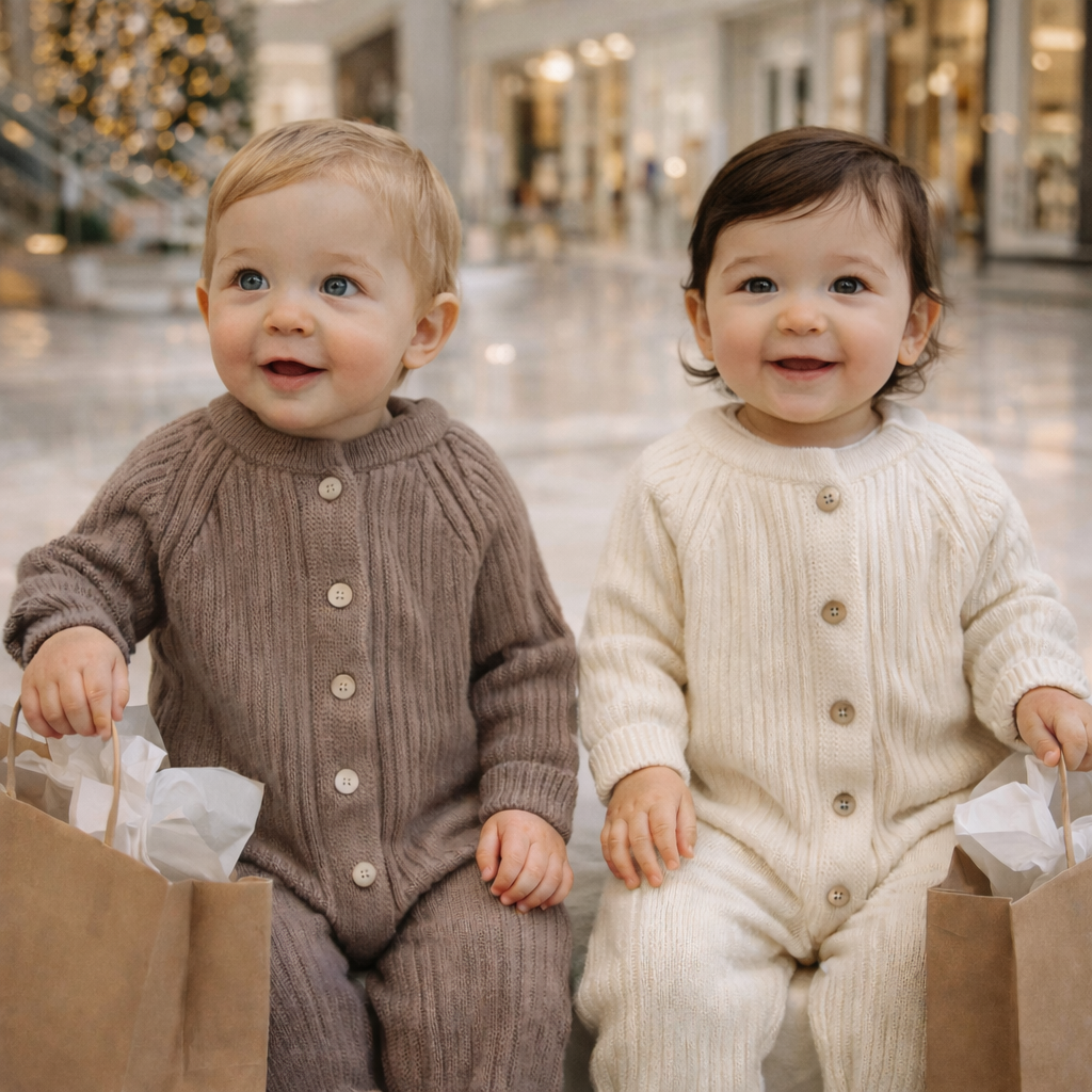 Little Bear Knit Baby Romper Set1