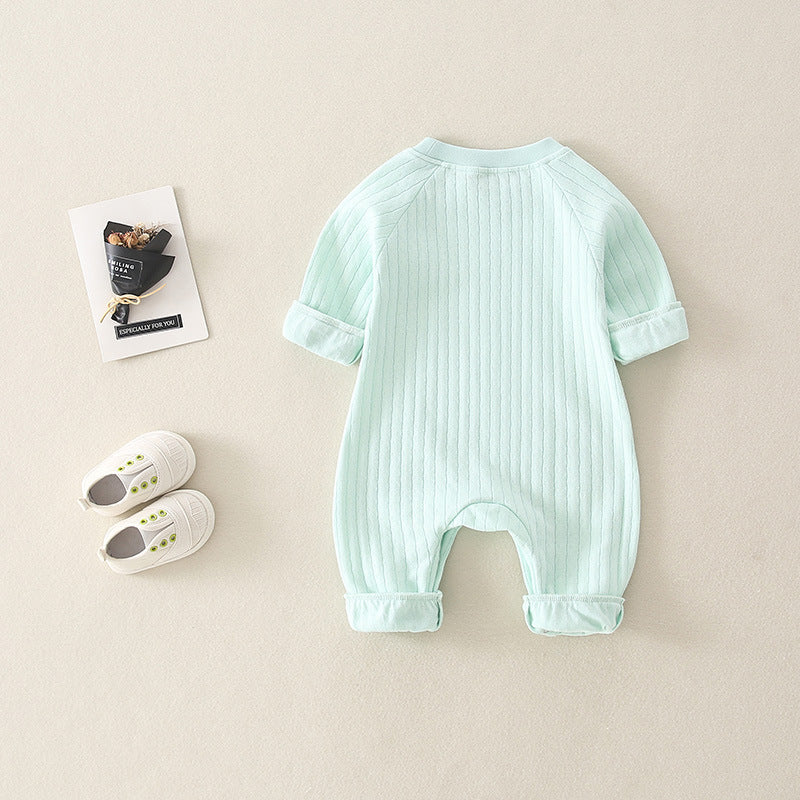 Little Horizon Ribbed Baby Romper – Premium Cotton Rainbow Bodysuit
