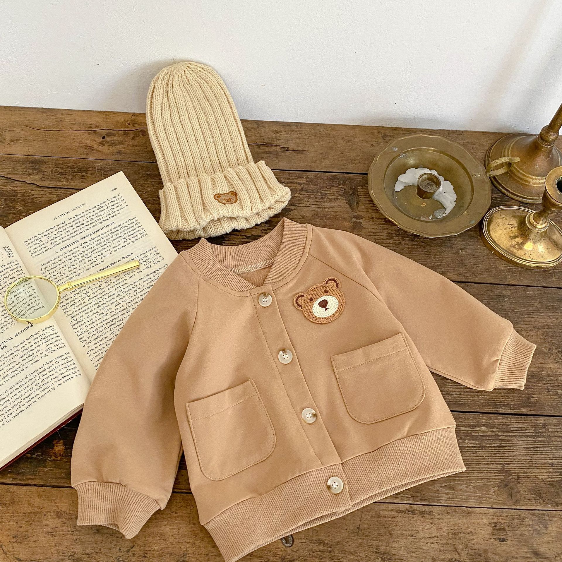 Luxury Cotton Baby Bear Romper with Collar | Kazarenok Kids