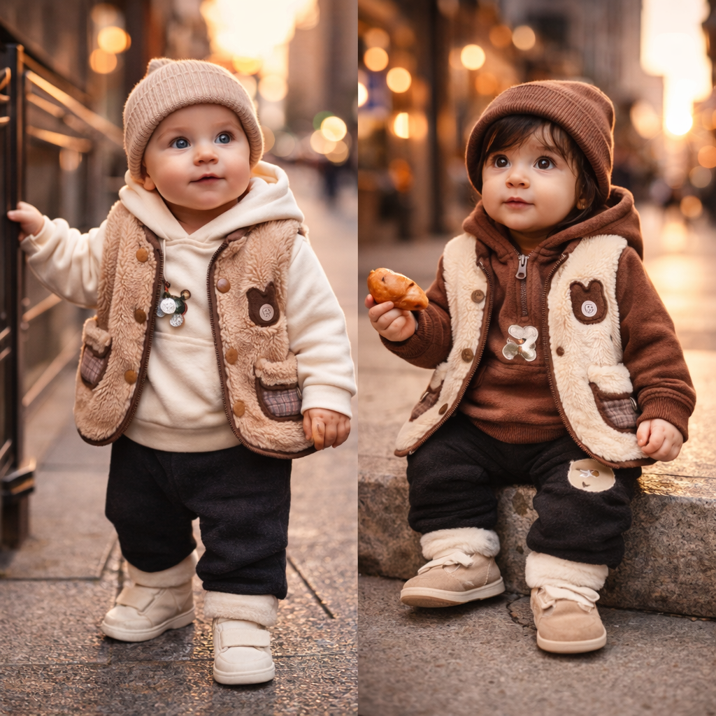 Snuggle Velvet Baby 3-Piece Set | Winter Outfit1